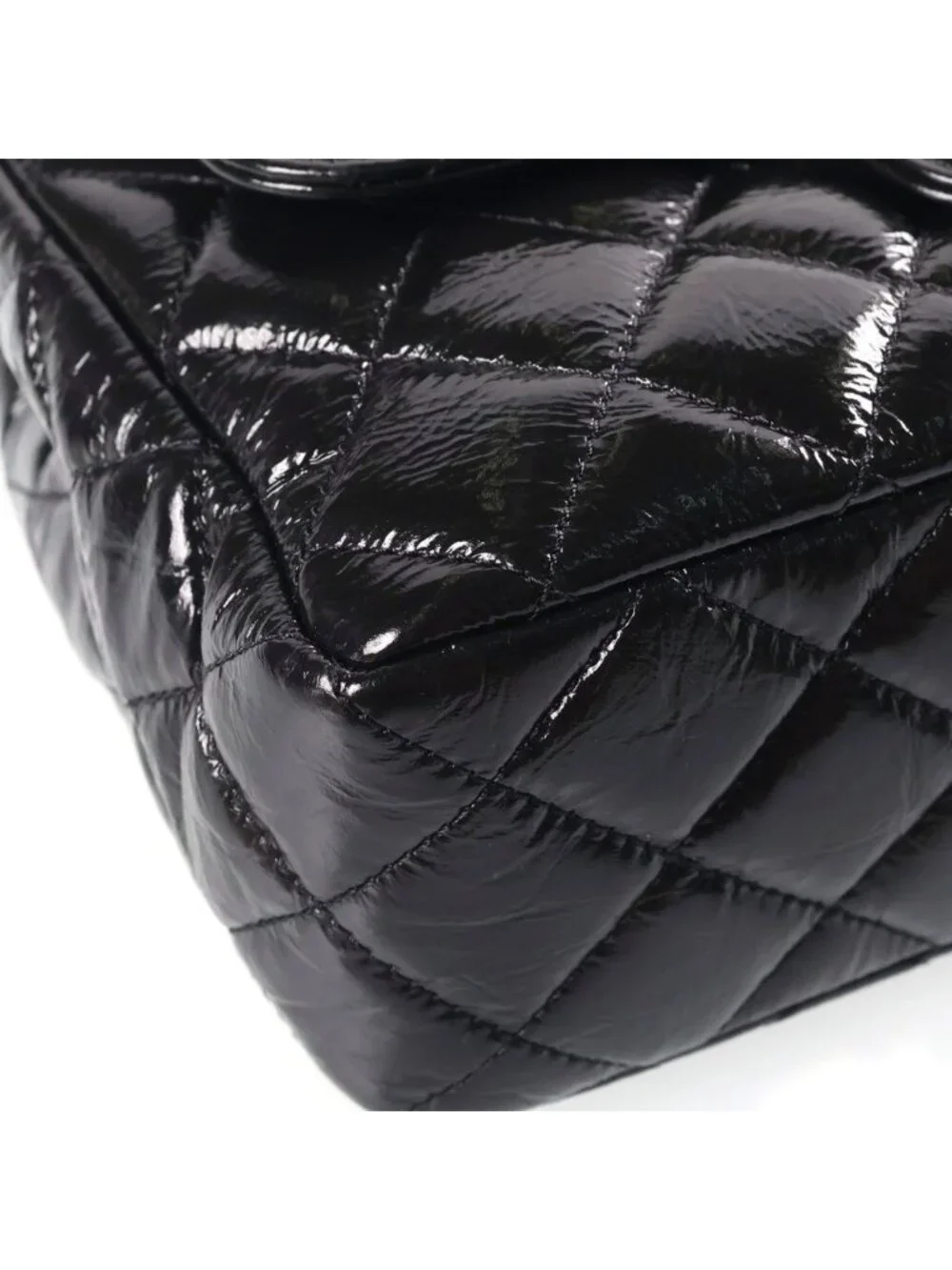 Chanel Hobo Quilted Chain Shoulder Bag Black Shiny Calfskin Gold